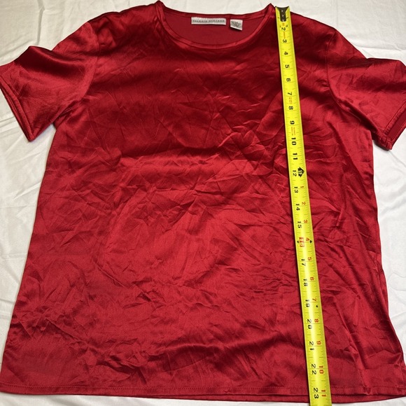 Valerie Stevens Womens Red Silk Blend Short Sleeve Crew Neck Top Size Large - Picture 6 of 6